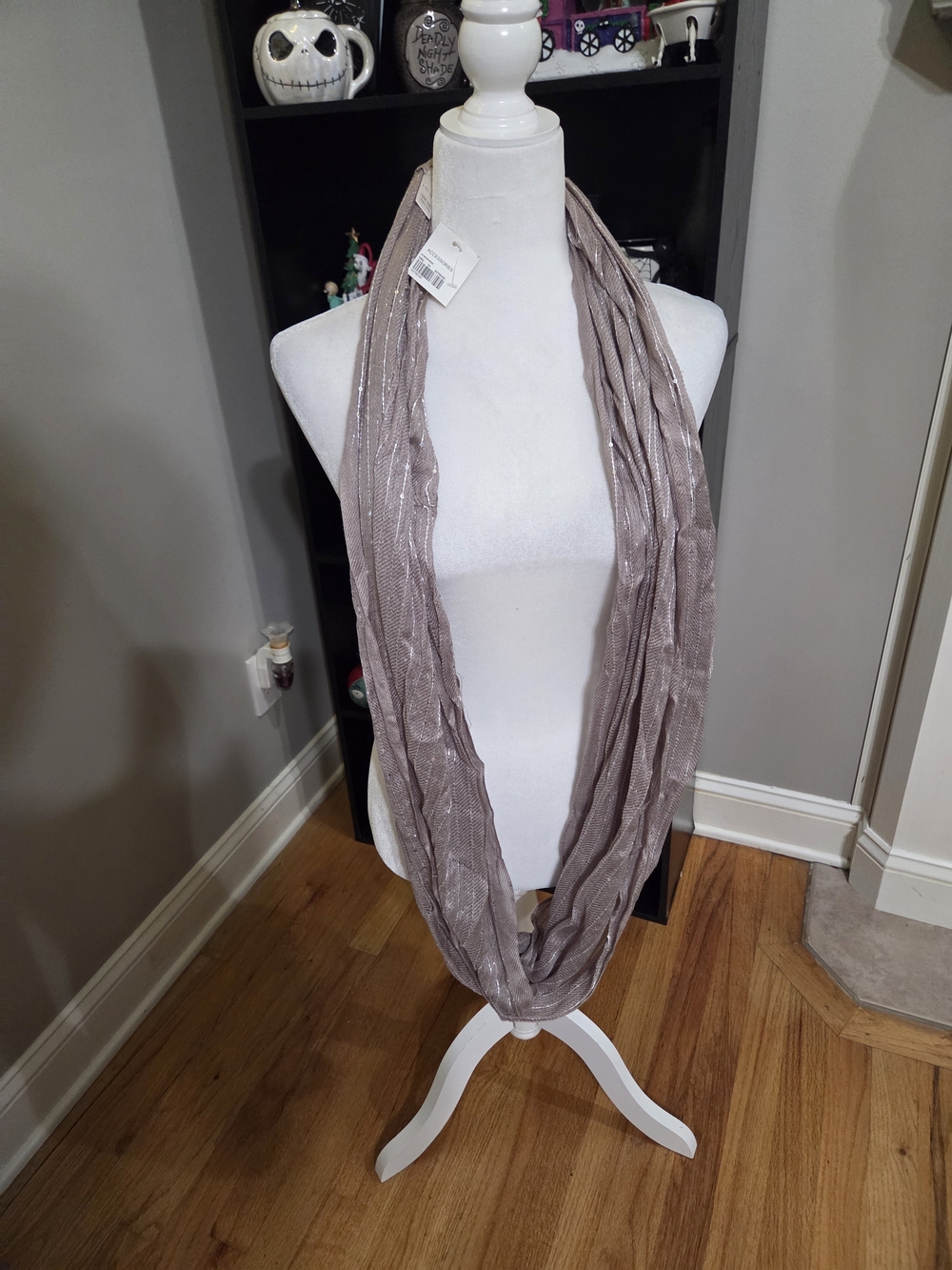 Cato Metallic Light Taupe Infinity Scarf